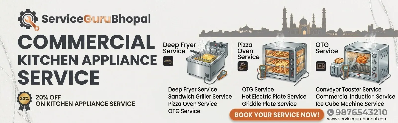 Commercial kitchen equipment repair and service in Bhopal